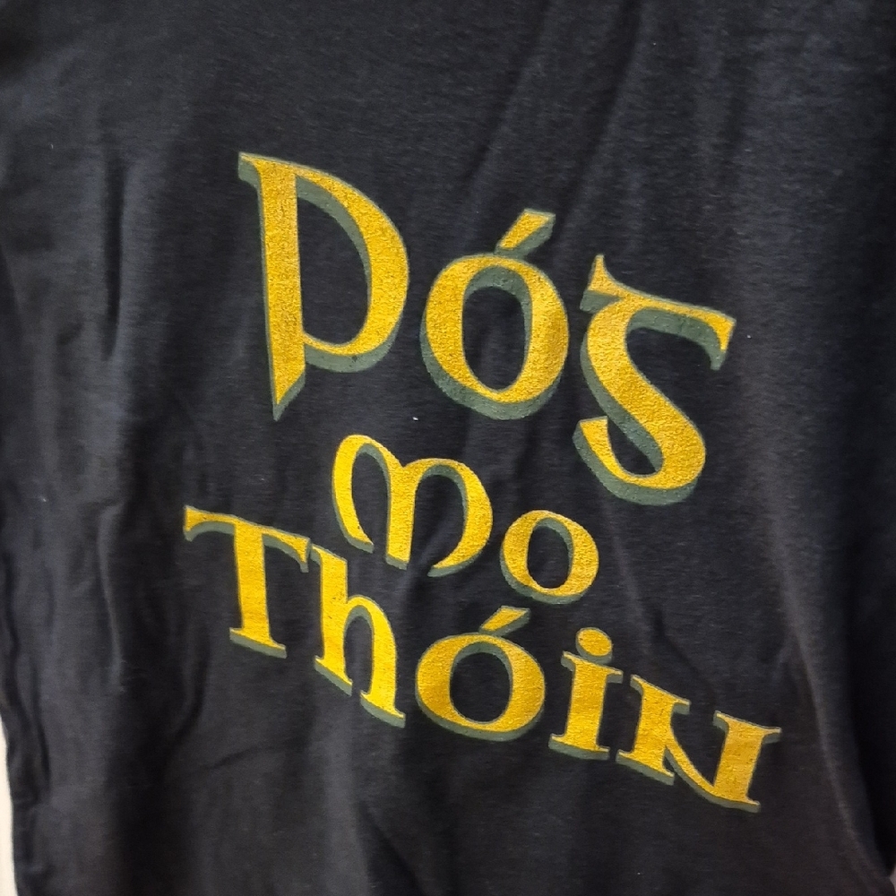 Black T-Shirt with Gold Text